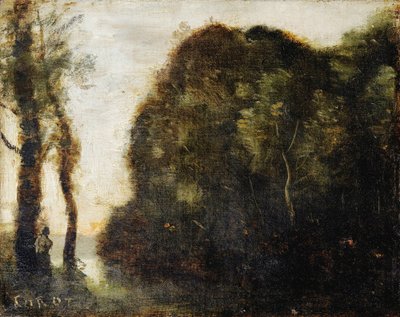 Puita auringonlaskun aikaan tekijältä Jean-Baptiste-Camille Corot